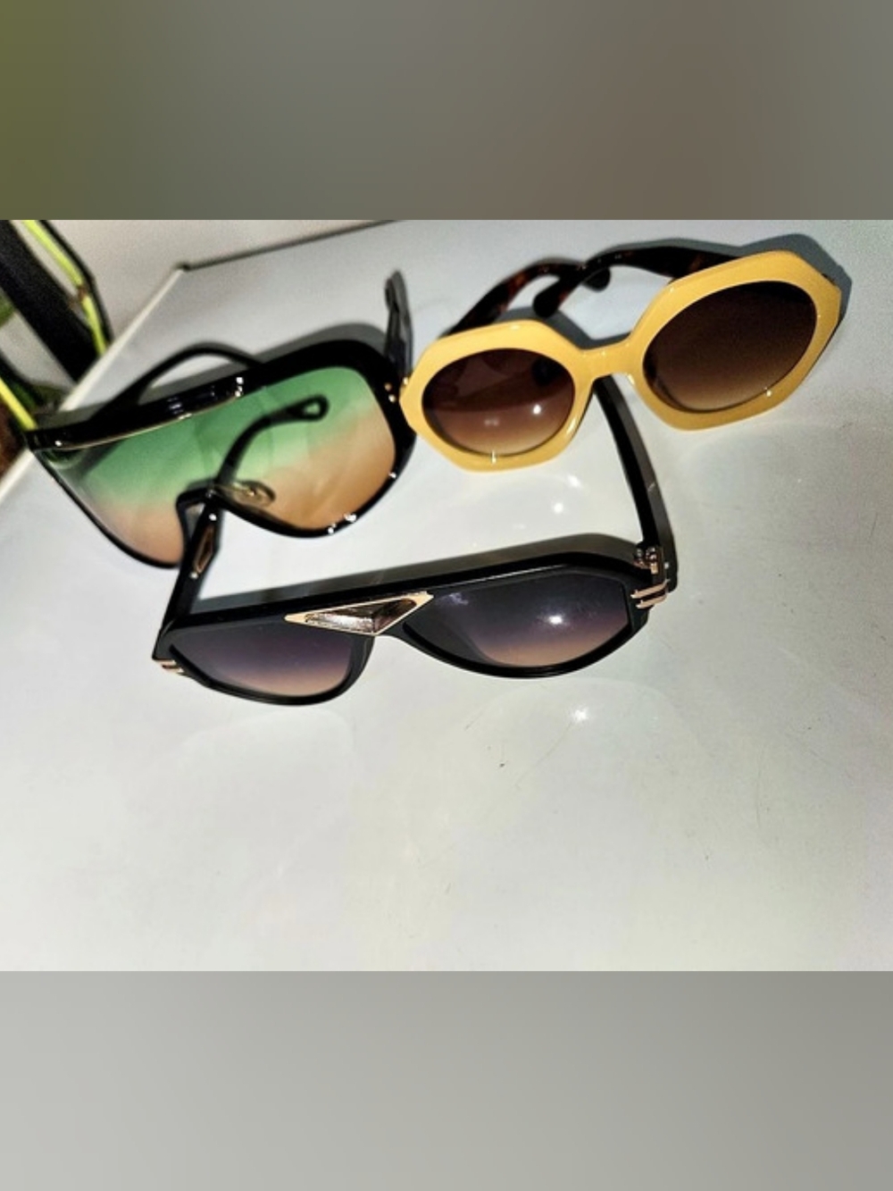 3-Pair Sunglasses Black & Yellow